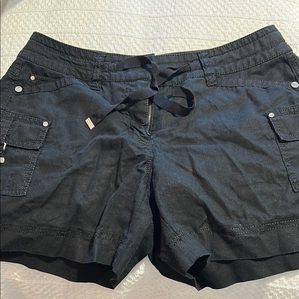 White House Black Market Black Cargo Shorts with Elastic Waistband